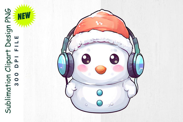 Cute Snowman with Earmuffs And Presents Sublimation Clipart Sublimation Regulrcrative 
