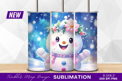 Cute snowman with flower crown tumbler png Sublimation Regulrcrative 