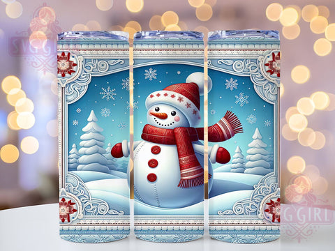 Cute Snowmen, Christmas Tumbler Wrap, Winter Drinkware, 20oz Tumbler, Sublimation Design, Holiday Decor, Festive Snowman Gift Sublimation SvggirlplusArt 