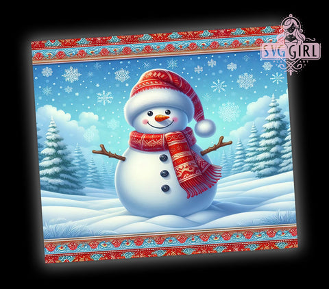 Cute Snowmen, Christmas Tumbler Wrap, Winter Drinkware, 20oz Tumbler, Sublimation Design, Holiday Decor, Festive Snowman Gift Sublimation SvggirlplusArt 