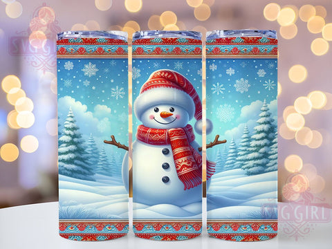 Cute Snowmen, Christmas Tumbler Wrap, Winter Drinkware, 20oz Tumbler, Sublimation Design, Holiday Decor, Festive Snowman Gift Sublimation SvggirlplusArt 