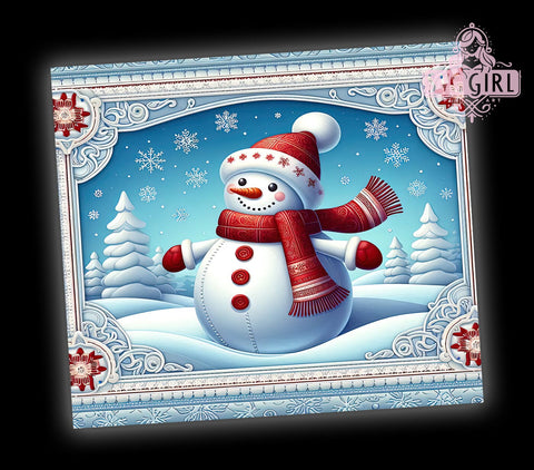 Cute Snowmen, Christmas Tumbler Wrap, Winter Drinkware, 20oz Tumbler, Sublimation Design, Holiday Decor, Festive Snowman Gift Sublimation SvggirlplusArt 