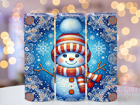Cute Snowmen, Christmas Tumbler Wrap, Winter Drinkware, 20oz Tumbler, Sublimation Design, Holiday Decor, Festive Snowman Gift Sublimation SvggirlplusArt 