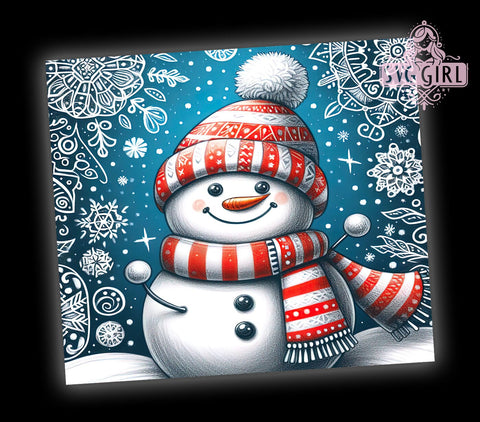 Cute Snowmen, Christmas Tumbler Wrap, Winter Drinkware, 20oz Tumbler, Sublimation Design, Holiday Decor, Festive Snowman Gift Sublimation SvggirlplusArt 