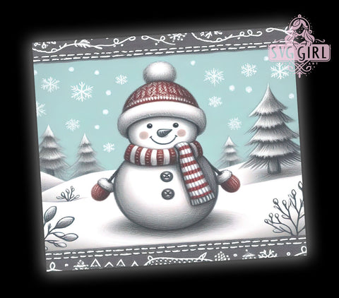 Cute Snowmen, Christmas Tumbler Wrap, Winter Drinkware, 20oz Tumbler, Sublimation Design, Holiday Decor, Festive Snowman Gift Sublimation SvggirlplusArt 