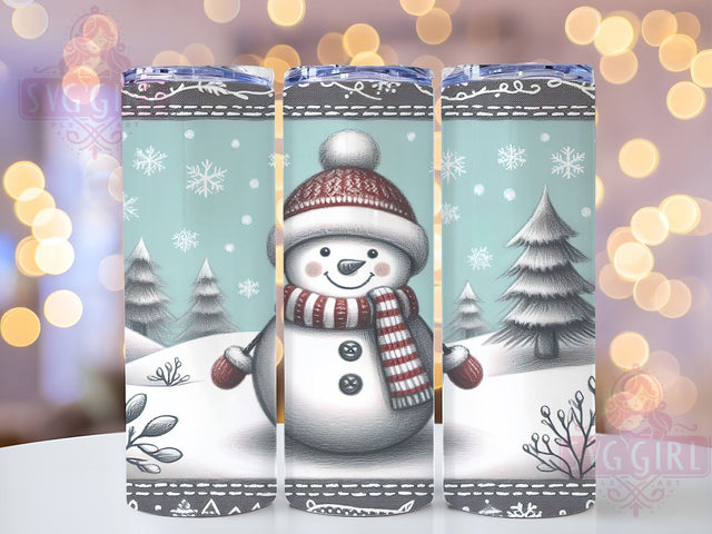 Cute Snowmen, Christmas Tumbler Wrap, Winter Drinkware, 20oz Tumbler, Sublimation Design, Holiday Decor, Festive Snowman Gift Sublimation SvggirlplusArt 
