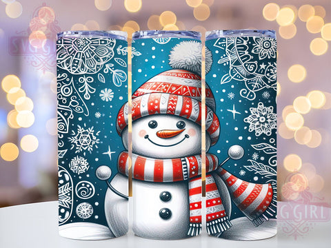 Cute Snowmen, Christmas Tumbler Wrap, Winter Drinkware, 20oz Tumbler, Sublimation Design, Holiday Decor, Festive Snowman Gift Sublimation SvggirlplusArt 