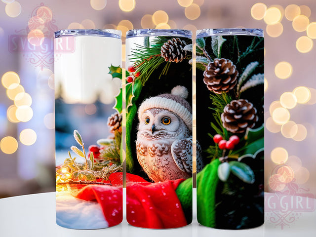 Cute Snowy Baby Owl Tumbler, Cute Snowy Owl Wrap, Cozy Winter Mug Design, Sublimation Wrap, Frosty Drinkware, Winter Gift Idea, Sparkly Owl Cup Sublimation SvggirlplusArt 