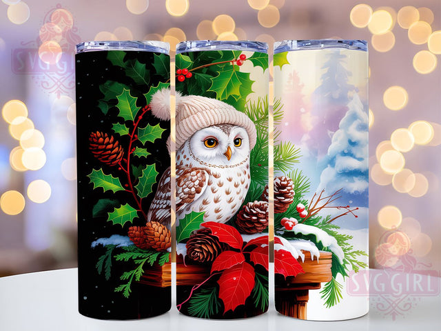 Cute Snowy Baby Owl Tumbler, Cute Snowy Owl Wrap, Cozy Winter Mug Design, Sublimation Wrap, Frosty Drinkware, Winter Gift Idea, Sparkly Owl Cup Sublimation SvggirlplusArt 