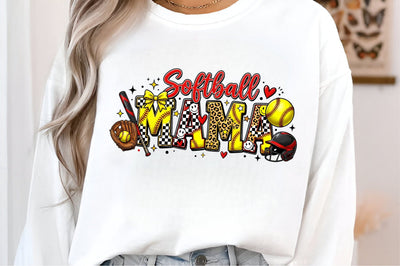 Cute Softball Mama Mom Bow Design Sublimation designmaster24 