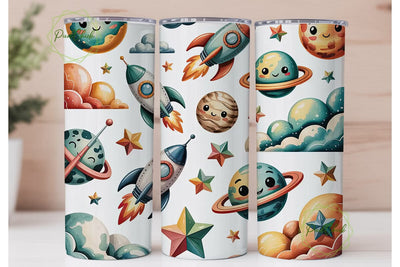 Cute Space Rockets 20oz Tumbler Wrap Sublimation PixelChick 