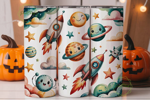 Cute Space Rockets 20oz Tumbler Wrap Sublimation PixelChick 