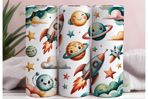 Cute Space Rockets 20oz Tumbler Wrap Sublimation PixelChick 