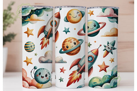 Cute Space Rockets 20oz Tumbler Wrap Sublimation PixelChick 