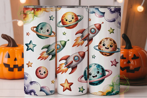 Cute Space Rockets 20oz Tumbler Wrap Sublimation PixelChick 