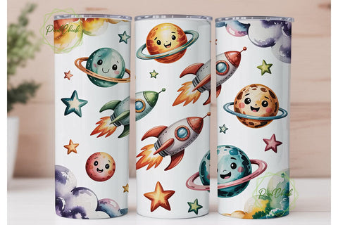 Cute Space Rockets 20oz Tumbler Wrap Sublimation PixelChick 