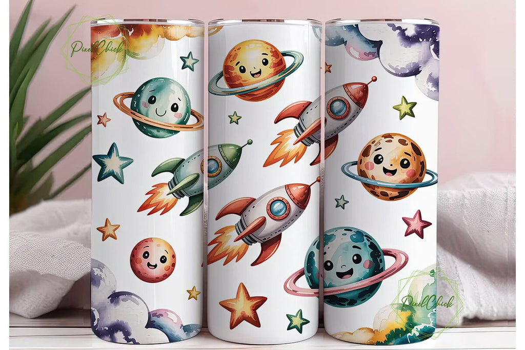 Cute Space Rockets 20oz Tumbler Wrap - So Fontsy