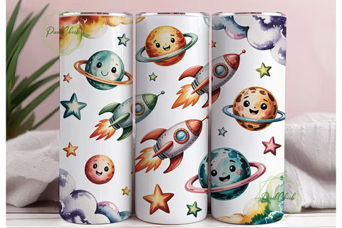 Cute Space Rockets 20oz Tumbler Wrap Sublimation PixelChick 