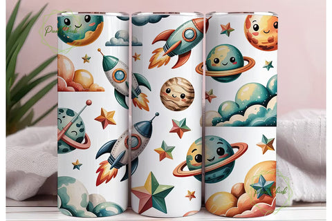 Cute Space Rockets 20oz Tumbler Wrap Sublimation PixelChick 