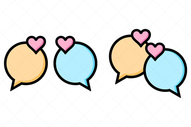 Cute Speech Bubbles with Love Hearts Sublimation Karma Genie Graphics 