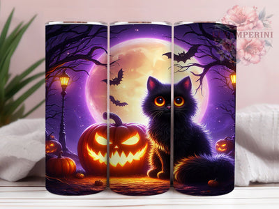 Cute Spooky Black Cat Tumbler Wrap, Halloween Cat Tumbler, Spooky Cat Sublimation, Trick Or Treat Cup, Witchy Cat Drinkware, Pumpkin Cat Mug, Halloween Digital Design Sublimation Li Zamperini 