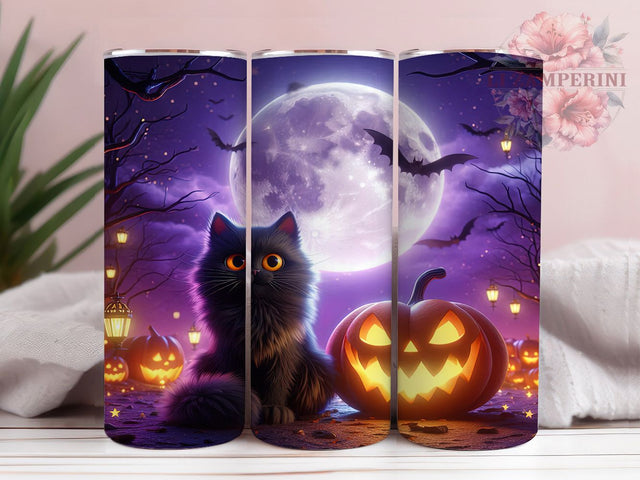 Cute Spooky Black Cat Tumbler Wrap, Halloween Cat Tumbler, Spooky Cat Sublimation, Trick Or Treat Cup, Witchy Cat Drinkware, Pumpkin Cat Mug, Halloween Digital Design Sublimation Li Zamperini 