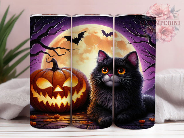 Cute Spooky Black Cat Tumbler Wrap, Halloween Cat Tumbler, Spooky Cat Sublimation, Trick Or Treat Cup, Witchy Cat Drinkware, Pumpkin Cat Mug, Halloween Digital Design Sublimation Li Zamperini 