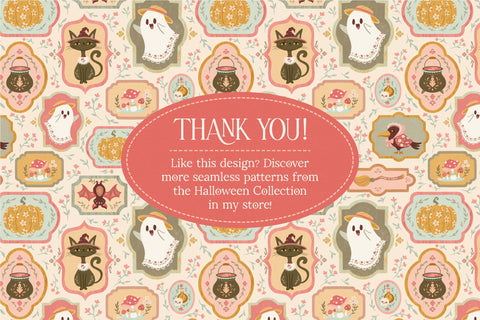Cute Spooky Cottage Style Halloween - Seamless Pattern Digital Pattern Alice Z. 