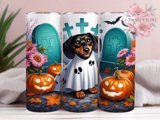 Cute Spooky Dachshund Halloween Dog Tumbler, Halloween Dog Cup Wrap, 20Oz Sublimation Design, Wiener Dog Halloween Drinkware, Autumn Dachshund Coffee Cup, Spooky Puppy Tumbler, Festive Dog Mug Sublimation Li Zamperini 
