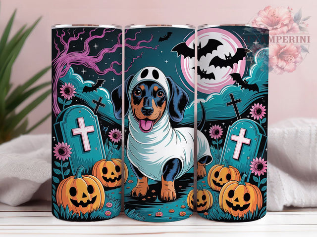 Cute Spooky Dachshund Halloween Dog Tumbler, Halloween Dog Cup Wrap, 20Oz Sublimation Design, Wiener Dog Halloween Drinkware, Autumn Dachshund Coffee Cup, Spooky Puppy Tumbler, Festive Dog Mug Sublimation Li Zamperini 