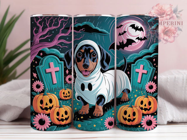 Cute Spooky Dachshund Halloween Dog Tumbler, Halloween Dog Cup Wrap, 20Oz Sublimation Design, Wiener Dog Halloween Drinkware, Autumn Dachshund Coffee Cup, Spooky Puppy Tumbler, Festive Dog Mug Sublimation Li Zamperini 
