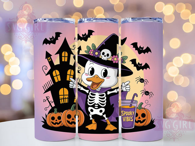 Cute Spooky Duck Halloween Tumbler, Cute Halloween, Halloween Tumbler, 20Oz Tumbler Wrap, Sublimation Drinkware, Funny Halloween Animal, Quirky Fall Design Sublimation SvggirlplusArt 