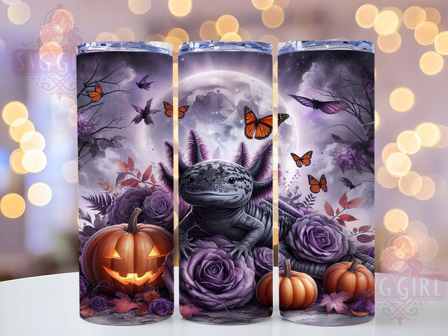 Cute Spooky Halloween Axolotl Tumbler, Halloween Axolotl Cup, 20Oz Sublimation Wrap, Cute Amphibian Mug, Creepy Cute Drinkware, Axolotl Halloween Design, Kawaii Spooky Tumbler Sublimation SvggirlplusArt 
