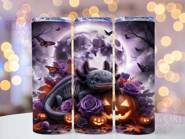 Cute Spooky Halloween Axolotl Tumbler, Halloween Axolotl Cup, 20Oz Sublimation Wrap, Cute Amphibian Mug, Creepy Cute Drinkware, Axolotl Halloween Design, Kawaii Spooky Tumbler Sublimation SvggirlplusArt 