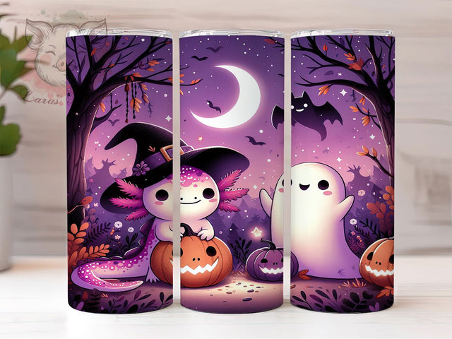 Cute Spooky Halloween Axolotl Tumbler Wrap, Cute Axolotl Mug, Fall Axolotl Art, 20Oz Tumbler Wrap, Sublimation Design, Spooky Cute Drinkware, Autumn Animal Print Sublimation Lara' s Designs 
