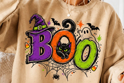 Cute Spooky Halloween Boo Cat Ghost PNG SVG DesignDestine 