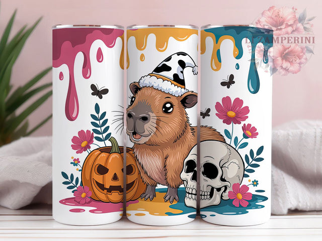 Cute Spooky Halloween Capybara Tumbler, Halloween Capybara Cup Wrap, 20Oz Sublimation Design, Autumn Capybara Drinkware, Funny Spooky Coffee Cup, Animal Lover Halloween Tumbler, Festive Capybara Mug Sublimation Li Zamperini 