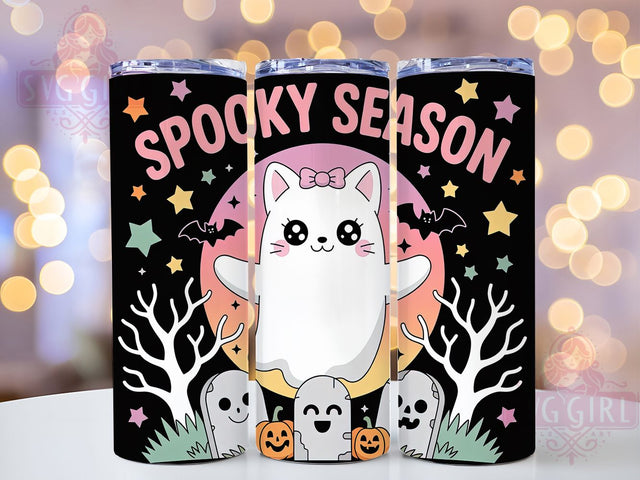Cute Spooky Halloween Cat Tumbler, Cute Kitty Sublimation PNG, Spooky Season Cup Wrap, 20oz Halloween Cat Design, Pastel Halloween Kitty, Ghost Cat Tumbler Wrap, Fall Cat Drinkware Sublimation SvggirlplusArt 