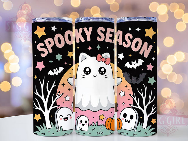 Cute Spooky Halloween Cat Tumbler, Cute Kitty Sublimation PNG, Spooky Season Cup Wrap, 20oz Halloween Cat Design, Pastel Halloween Kitty, Ghost Cat Tumbler Wrap, Fall Cat Drinkware Sublimation SvggirlplusArt 