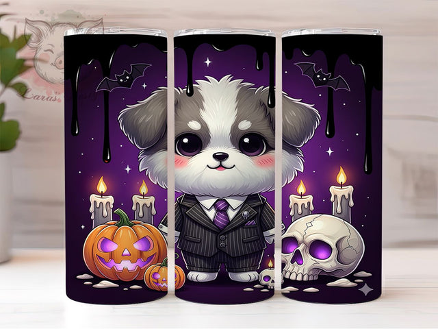 Cute Spooky Halloween Dog Tumbler Wrap, Spooky Puppy Mug, Cute Dog Art, 20Oz Tumbler Wrap, Sublimation Design, Pet Lover Drinkware, Festive Puppy Print Sublimation Lara' s Designs 