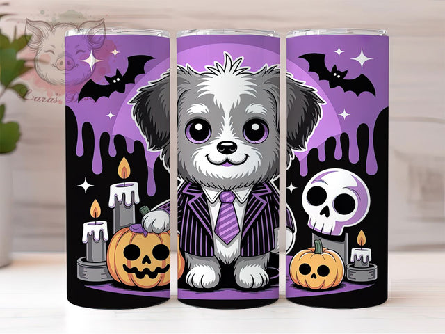 Cute Spooky Halloween Dog Tumbler Wrap, Spooky Puppy Mug, Cute Dog Art, 20Oz Tumbler Wrap, Sublimation Design, Pet Lover Drinkware, Festive Puppy Print Sublimation Lara' s Designs 