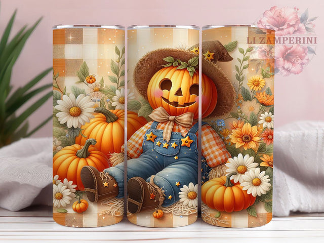 Cute Spooky Halloween Fall Tumbler, Spooky Season, 20Oz Tumbler, Sublimation Design, Autumn Leaves, Pumpkin Patch, Fall Scarecrow Sublimation Li Zamperini 