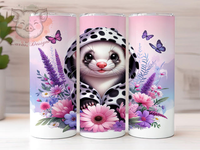 Cute Spooky Halloween Ferret Tumbler, Halloween Pumpkin Wrap, Spooky Ferret Cup, 20Oz Sublimation Design, Autumn Ferret Drinkware, Fall Halloween Mug, Kawaii Pumpkin Tumbler Sublimation Lara' s Designs 