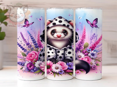 Cute Spooky Halloween Ferret Tumbler, Halloween Pumpkin Wrap, Spooky Ferret Cup, 20Oz Sublimation Design, Autumn Ferret Drinkware, Fall Halloween Mug, Kawaii Pumpkin Tumbler Sublimation Lara' s Designs 