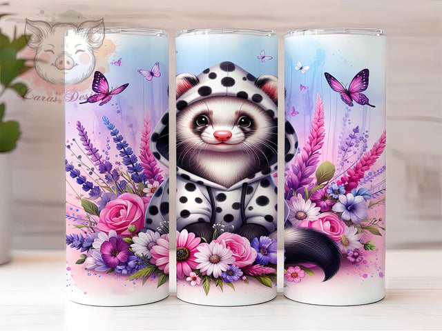 Cute Spooky Halloween Ferret Tumbler, Halloween Pumpkin Wrap, Spooky Ferret Cup, 20Oz Sublimation Design, Autumn Ferret Drinkware, Fall Halloween Mug, Kawaii Pumpkin Tumbler Sublimation Lara' s Designs 