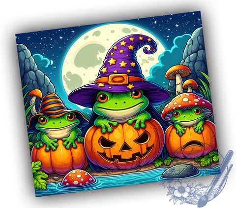 Cute Spooky Halloween Frog 20oz Skinny Tumbler PNG, Halloween Frogs Tumbler Sublimation Wrap, Straight & Tapered Tumbler Wrap, Instant Digital Download Sublimation ToriDesigns 