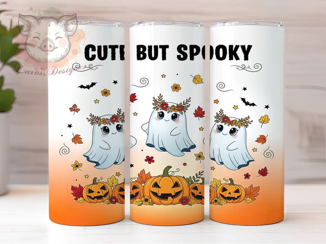 Cute Spooky Halloween Ghost Tumbler, Cute But Spooky Wrap, Spooky Ghost Cup, 20Oz Sublimation Design, Autumn Ghost Drinkware, Fall Halloween Mug, Kawaii Ghost Tumbler Sublimation Lara' s Designs 