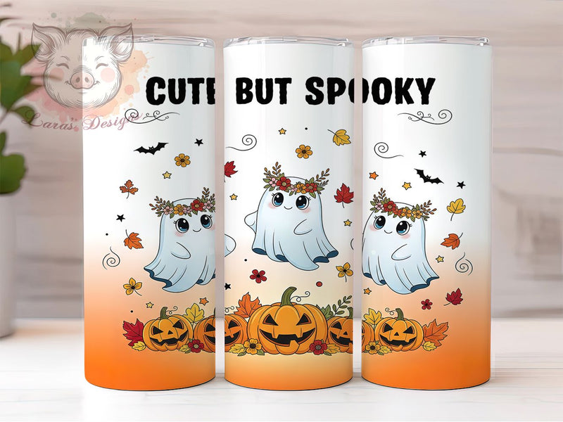 Cute Spooky Halloween Ghost Tumbler, Cute But Spooky Wrap, Spooky Ghost Cup, 20Oz Sublimation Design, Autumn Ghost Drinkware, Fall Halloween Mug, Kawaii Ghost Tumbler Sublimation Lara' s Designs 