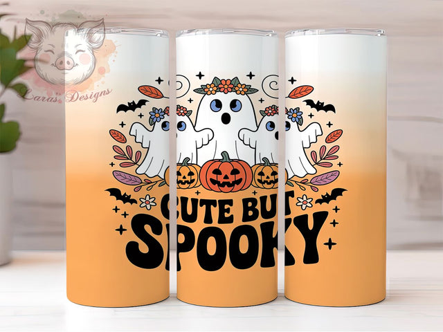 Cute Spooky Halloween Ghost Tumbler, Cute But Spooky Wrap, Spooky Ghost Cup, 20Oz Sublimation Design, Autumn Ghost Drinkware, Fall Halloween Mug, Kawaii Ghost Tumbler Sublimation Lara' s Designs 