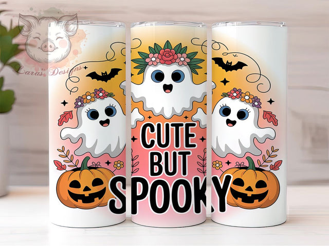 Cute Spooky Halloween Ghost Tumbler, Cute But Spooky Wrap, Spooky Ghost Cup, 20Oz Sublimation Design, Autumn Ghost Drinkware, Fall Halloween Mug, Kawaii Ghost Tumbler Sublimation Lara' s Designs 